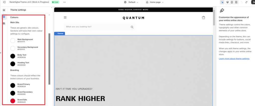 How To Add Brand Colors To Your Shopify Theme RankHigherTheme Quantum 